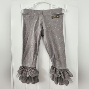 Matilda Jane Girls Gray Polka Dot Leggings Pants Size 2